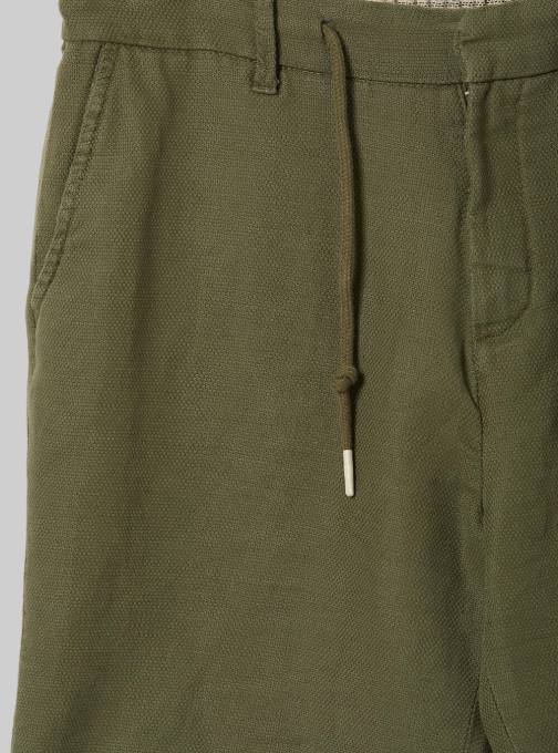 Heren Alcott bg2 beige middel Bermudashort van linnenmix met trekkoord in de taille kleding PT241094