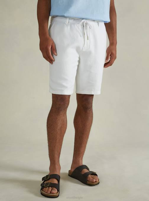 Heren Alcott bg2 beige middel Bermudashort van linnenmix met trekkoord in de taille kleding PT241168