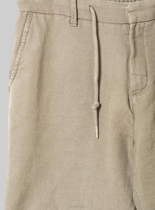 Heren Alcott bg2 beige middel Bermudashort van linnenmix met trekkoord in de taille kleding PT24626