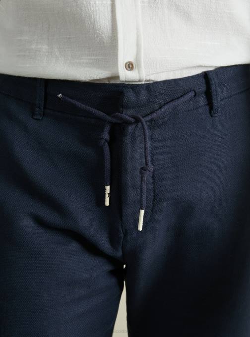 Heren Alcott bg2 beige middel Bermudashort van linnenmix met trekkoord in de taille kleding PT24759