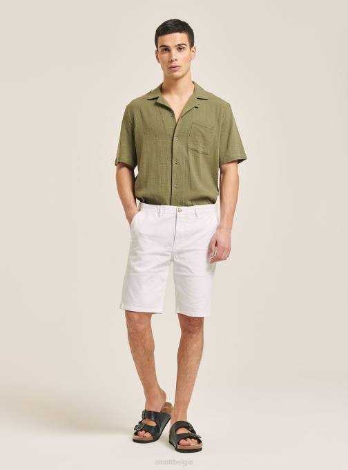 Heren Alcott blauwe marine effen bermuda van keperstof kleding PT241064