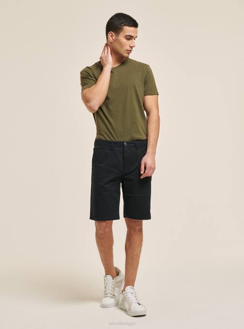 Heren Alcott blauwe marine effen bermuda van keperstof kleding PT24601