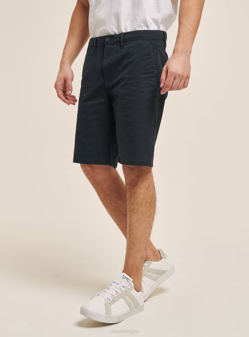 Heren Alcott blauwe marine effen bermuda van keperstof kleding PT24606