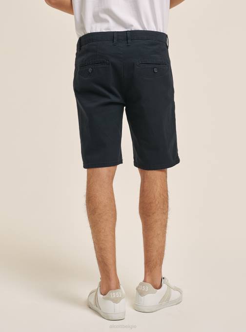 Heren Alcott blauwe marine effen bermuda van keperstof kleding PT24606