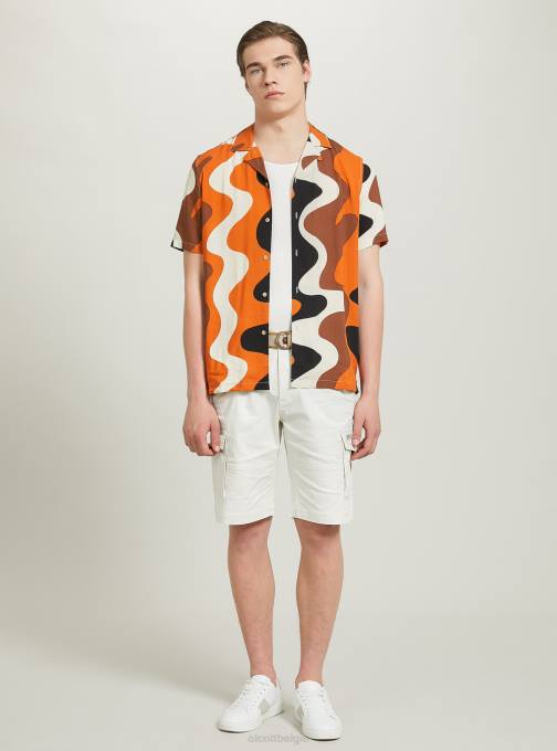 Heren Alcott ky2 kaky medium katoenen cargobermuda met canvas riem kleding PT24624