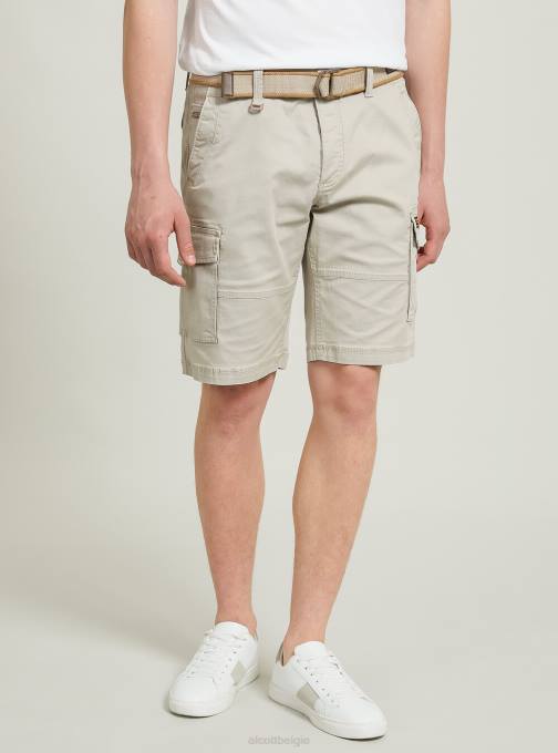 Heren Alcott ky2 kaky medium katoenen cargobermuda met canvas riem kleding PT24632