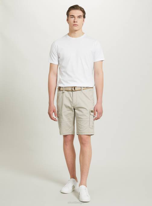 Heren Alcott ky2 kaky medium katoenen cargobermuda met canvas riem kleding PT24632