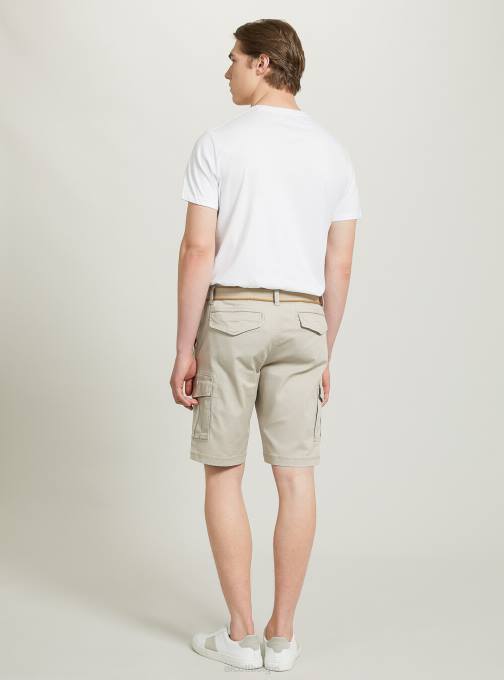 Heren Alcott ky2 kaky medium katoenen cargobermuda met canvas riem kleding PT24632