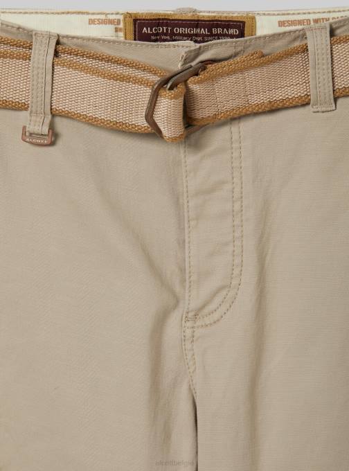 Heren Alcott ky2 kaky medium katoenen cargobermuda met canvas riem kleding PT24632