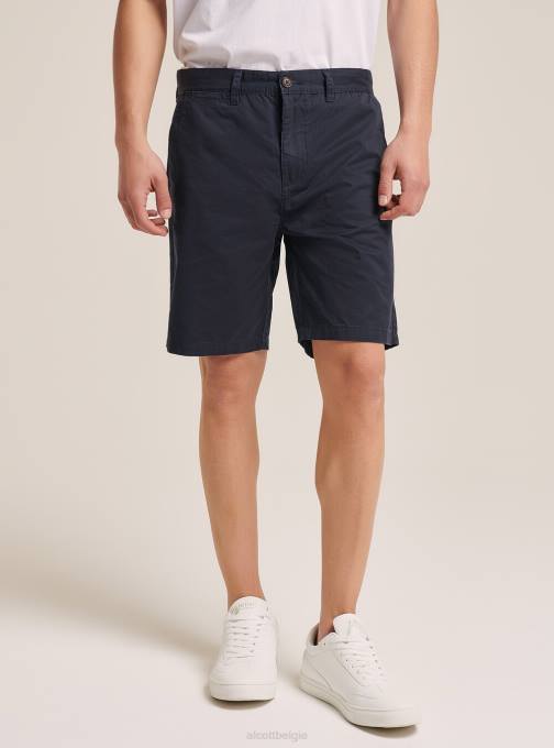 Heren Alcott na1 marine donker bermudashort van keperstof met effen pasvorm kleding PT241068