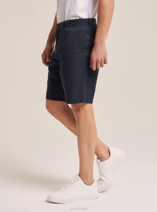 Heren Alcott na1 marine donker bermudashort van keperstof met effen pasvorm kleding PT241068