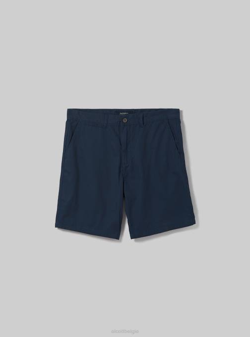 Heren Alcott na1 marine donker bermudashort van keperstof met effen pasvorm kleding PT241068