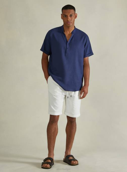 Heren Alcott wh2 wit linnen bermudashort met trekkoord kleding PT24798