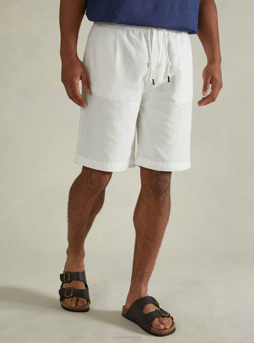 Heren Alcott wh2 wit linnen bermudashort met trekkoord kleding PT24798