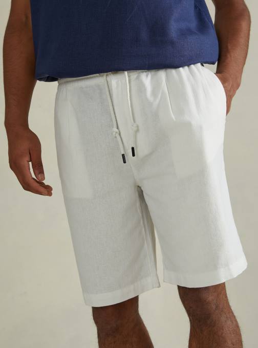 Heren Alcott wh2 wit linnen bermudashort met trekkoord kleding PT24798