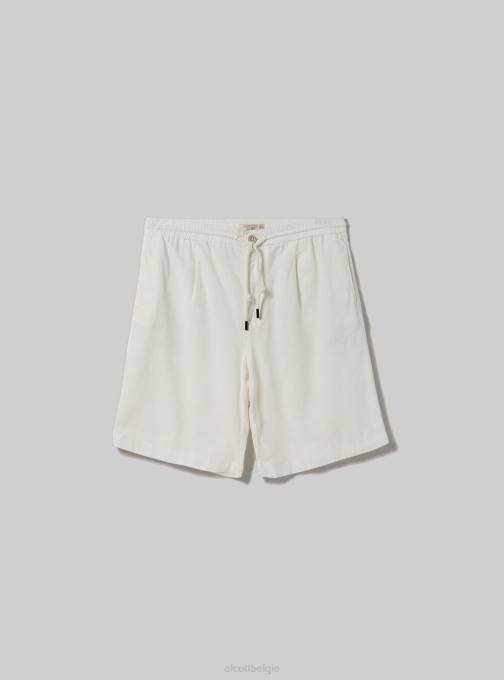 Heren Alcott wh2 wit linnen bermudashort met trekkoord kleding PT24798