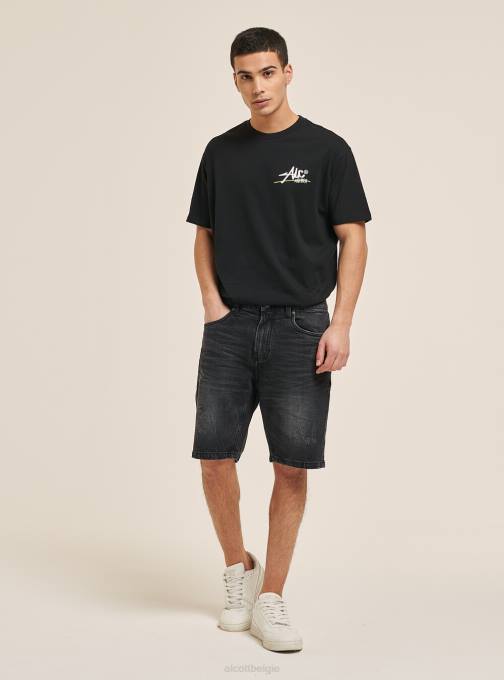 Heren Alcott zwart Denim bermudashort met normale pasvorm kleding PT241075