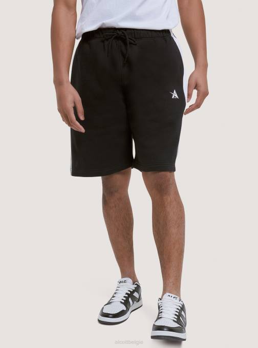 Heren Alcott zwart korte broek van pluche katoen met print kleding PT24800