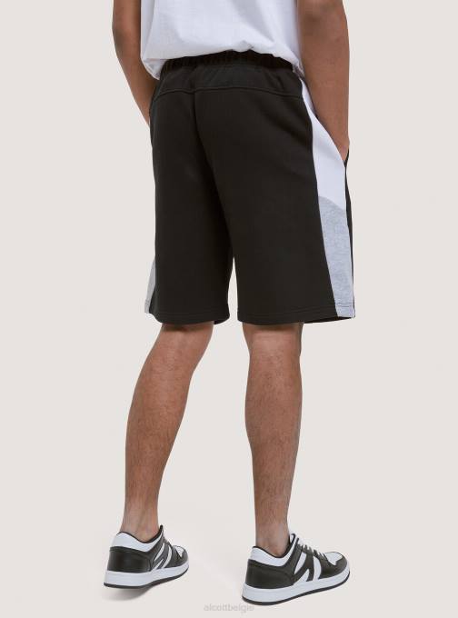 Heren Alcott zwart korte broek van pluche katoen met print kleding PT24800