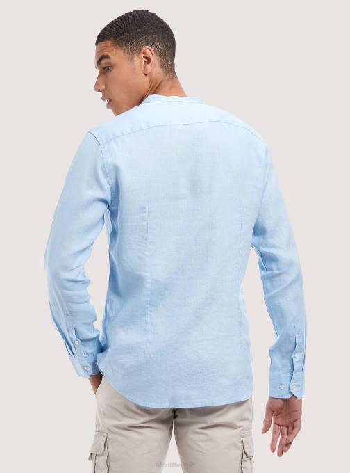 Heren Alcott az3 azuurblauw licht camicia 100% lino collo coreano kleding PT241033