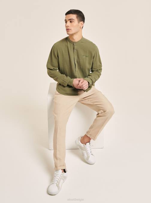 Heren Alcott az3 azuurblauw licht camicia 100% lino collo coreano kleding PT24721