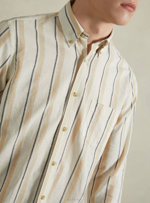 Heren Alcott azuur gestreept overhemd van linnenmix kleding PT24631