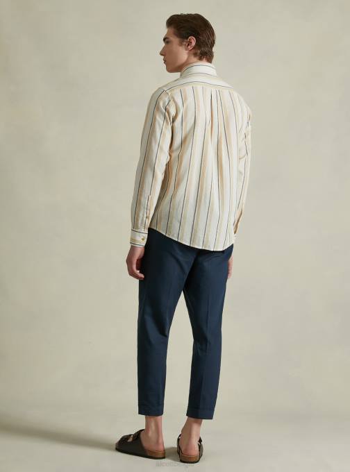 Heren Alcott azuur gestreept overhemd van linnenmix kleding PT24631