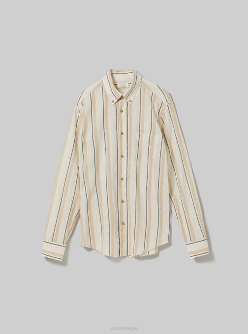 Heren Alcott azuur gestreept overhemd van linnenmix kleding PT24631