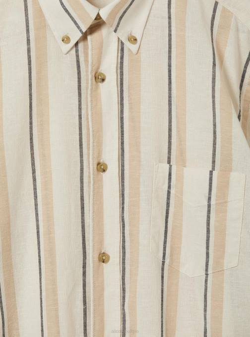 Heren Alcott azuur gestreept overhemd van linnenmix kleding PT24631