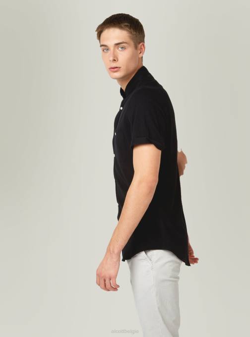 Heren Alcott blauw camicia di piquet con collo coreano kleding PT24716