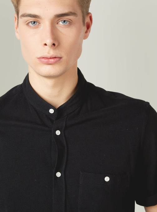 Heren Alcott blauw camicia di piquet con collo coreano kleding PT24716