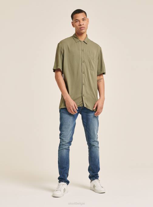 Heren Alcott c322 bordeaux Shirt met korte mouwen en bowlingkraag kleding PT241088