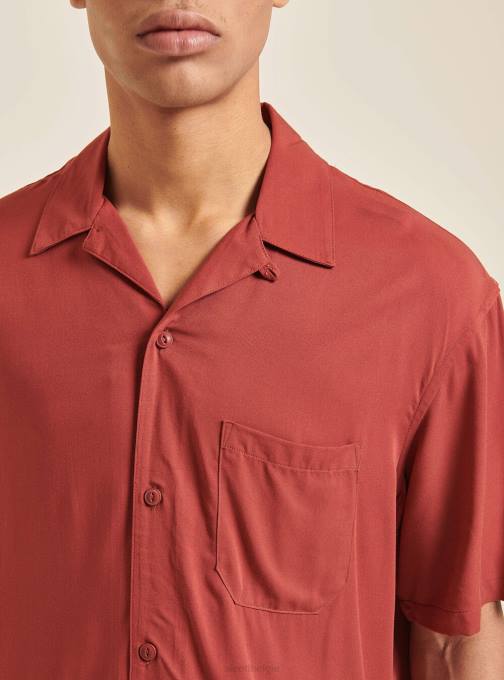 Heren Alcott c322 bordeaux Shirt met korte mouwen en bowlingkraag kleding PT24973