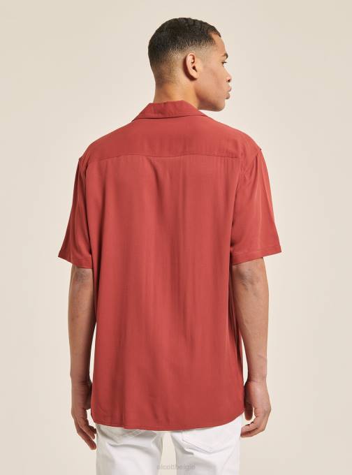 Heren Alcott c322 bordeaux Shirt met korte mouwen en bowlingkraag kleding PT24973