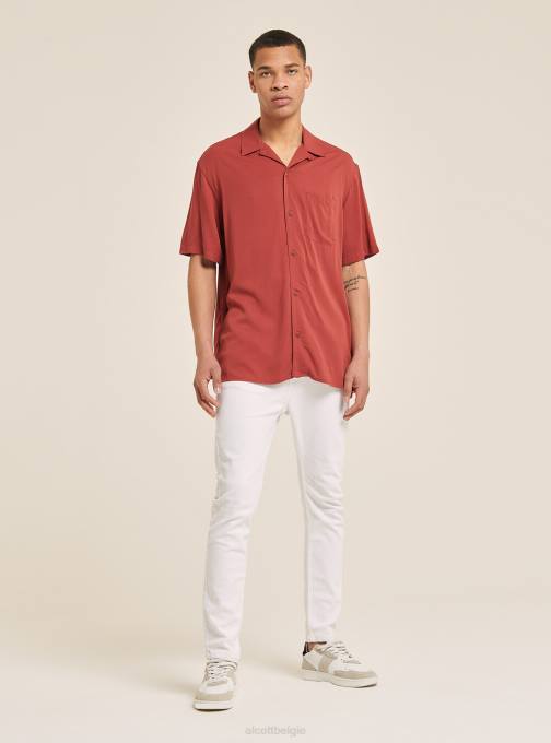 Heren Alcott c322 bordeaux Shirt met korte mouwen en bowlingkraag kleding PT24973