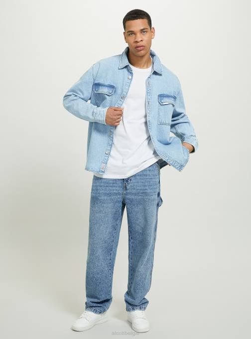Heren Alcott d006 azuurblauw camicia in oversized denim met tasconi kleding PT24672