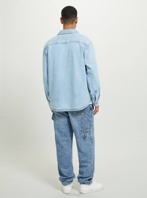 Heren Alcott d006 azuurblauw camicia in oversized denim met tasconi kleding PT24672
