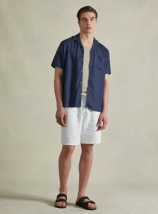 Heren Alcott kaki overhemd van linnenmix met bowlingkraag kleding PT24993