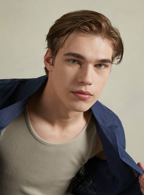 Heren Alcott kaki overhemd van linnenmix met bowlingkraag kleding PT24993