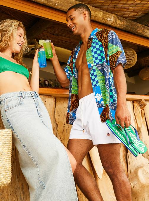 Heren Alcott na1 marine donker overhemd met all-over print kleding PT241084