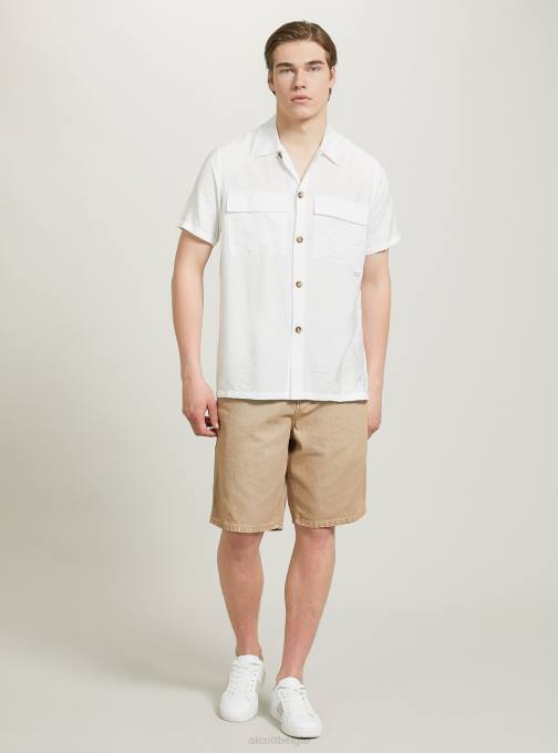 Heren Alcott wh1 gebroken wit Twill overhemd met grote zakken kleding PT24623