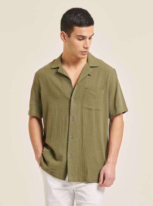 Heren Alcott wh1 gebroken wit camicia collo bowlen in misto con taschino kleding PT24820