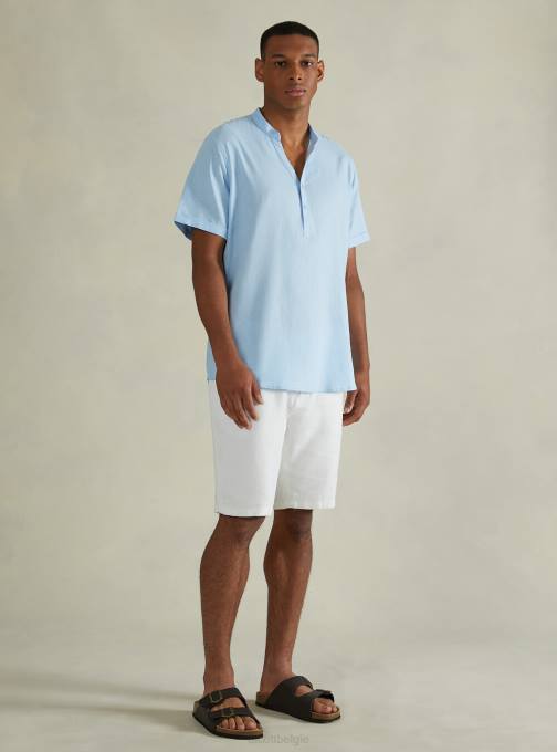 Heren Alcott wh3 wit overhemd van linnenmix met Koreaanse kraag kleding PT24715