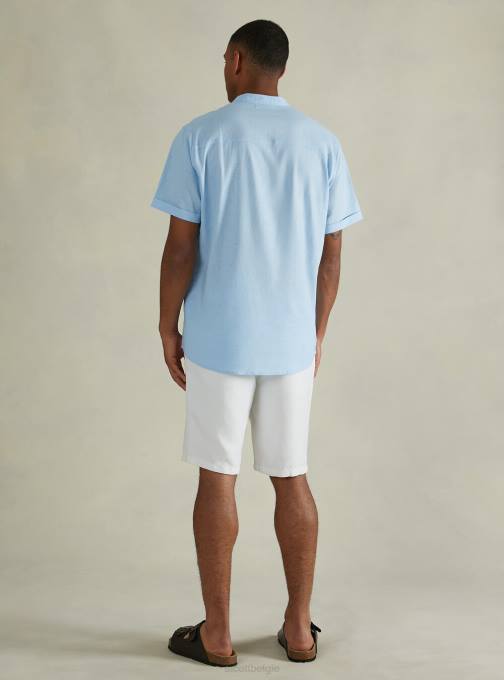 Heren Alcott wh3 wit overhemd van linnenmix met Koreaanse kraag kleding PT24715