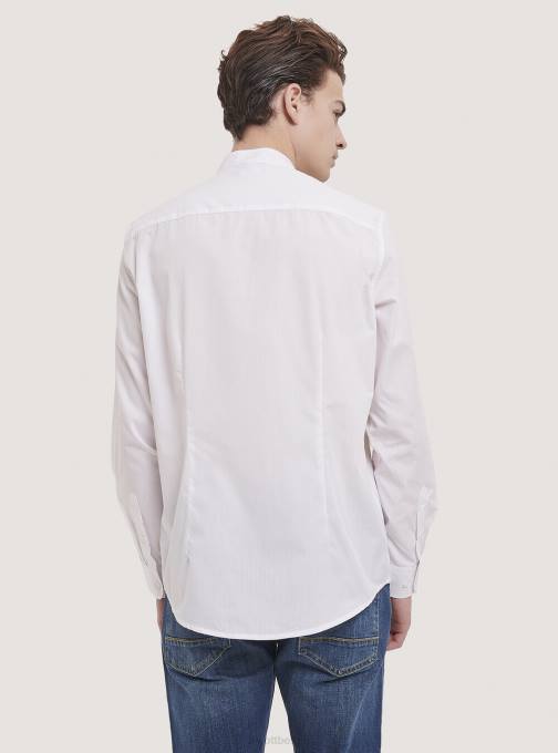 Heren Alcott wit camicia a maniche lunghe con collo coreano kleding PT241019