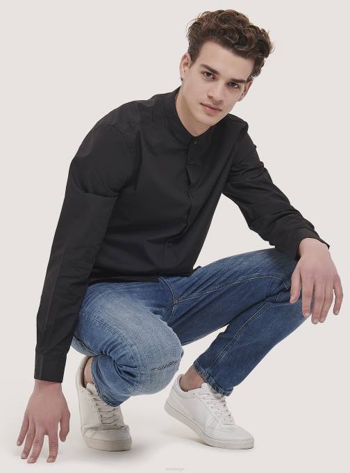 Heren Alcott wit camicia a maniche lunghe con collo coreano kleding PT24807