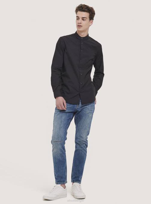 Heren Alcott wit camicia a maniche lunghe con collo coreano kleding PT24807