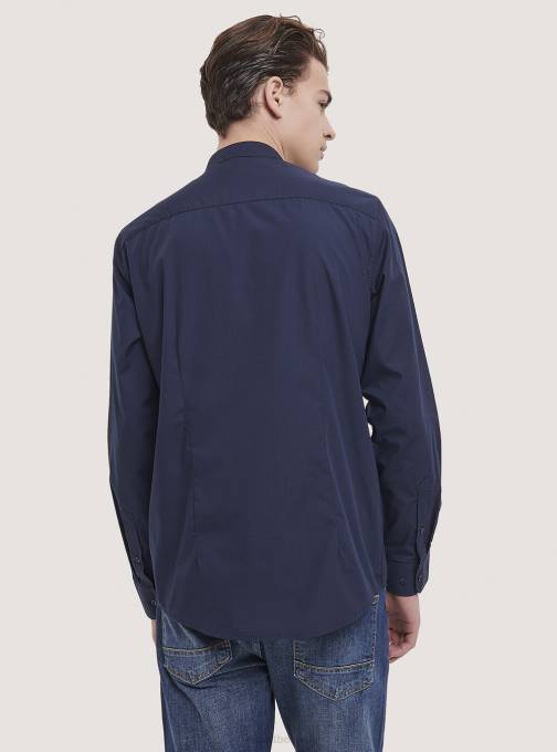 Heren Alcott wit camicia a maniche lunghe con collo coreano kleding PT24808