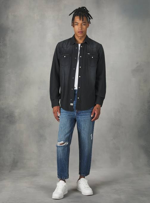 Heren Alcott zwart denim overhemd kleding PT241163