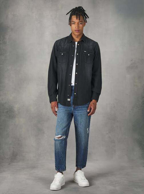 Heren Alcott zwart denim overhemd kleding PT241163